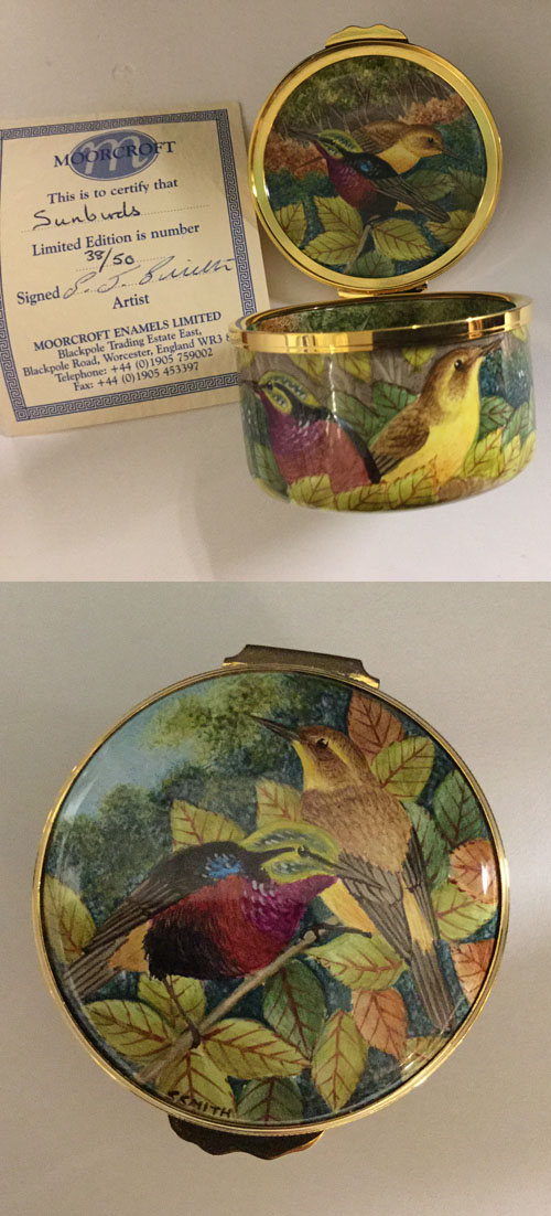 Moorcroft Enamels Sun Birds Box